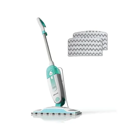 Shark Steam Mop S1000 for Sealed Hard Floors with 2 Dirt Grip Pads, White