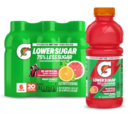 6-Pack 20oz Gatorade Lower Sugar Electrolyte Sports Drink
