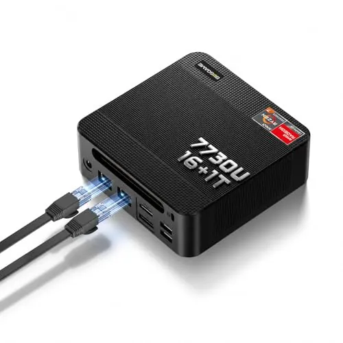 BOSGAME P4 Ultra Mini PC Ryzen 7 7730U, 16GB DDR4, 1TB PCIe SSD