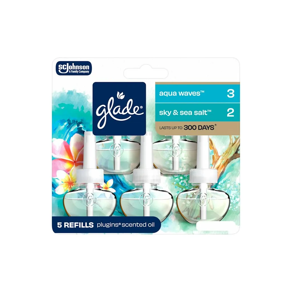 Glade PlugIns Aqua Waves & Sky & Sea Salt Air Freshener Refills 5-Pack