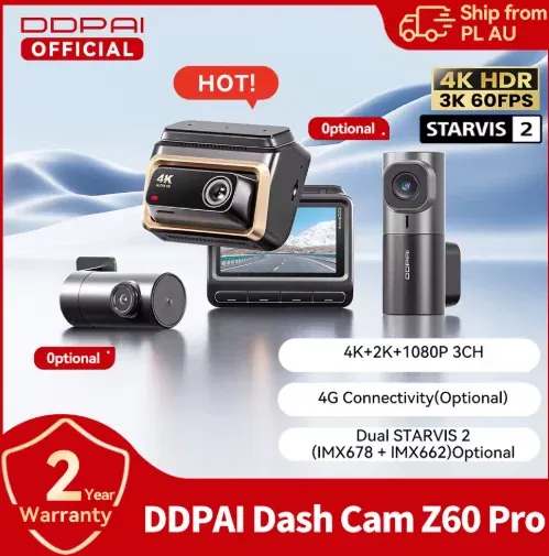 DDPAI 4K Dash Cam Z60 Pro HDR Front, Rear & Interior Car Camera 2-Channel