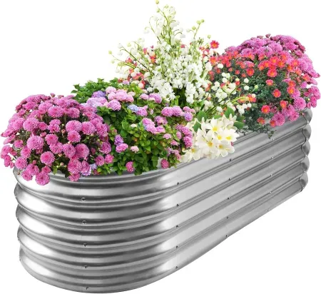 TBMLC 17" Tall Elevated Oval Metal Raised Garden Bed