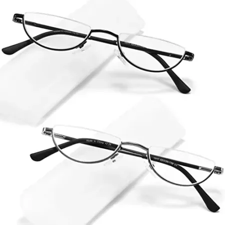 2-Pack TOVEEN Half Moon Reading Glasses (2x)