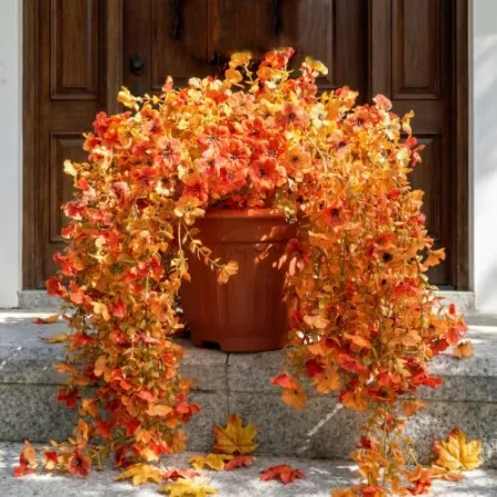 2-Pack UJROQI Artificial Fake Hanging Mums Flowers