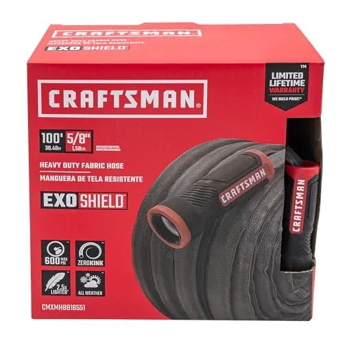 CRAFTSMAN ExoShield Heavy-Duty Fabric Hose 100 Feet x 5/8 Inch
