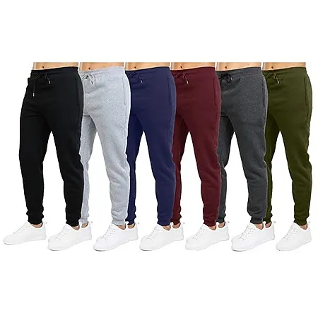 6-Pk Men's Fleece Lined Joggers w/ Zip Pockets