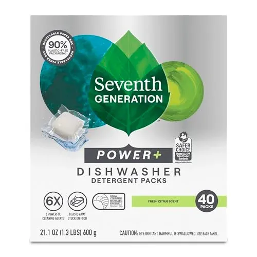 40-Count Seventh Generation Power Plus Dishwasher Detergent Packs Citrus