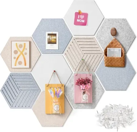 10-Pack Fwpelt Hexagon Felt Pin Cork Boards