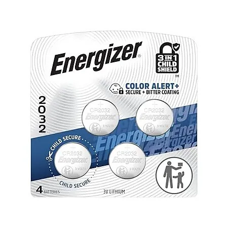 4-Pk Energizer 3V CR2032 Lithium Coin Batteries