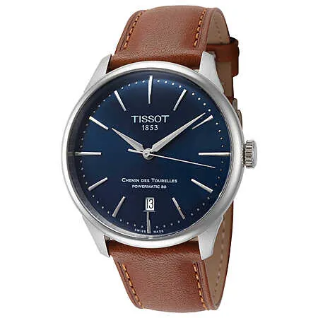 39mm Tissot Chemin des Tourelles Blue Dial Men's Automatic Watch