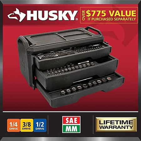 310-Pc Husky SAE/Metric Mechanics Tool Set w/ Storage Box