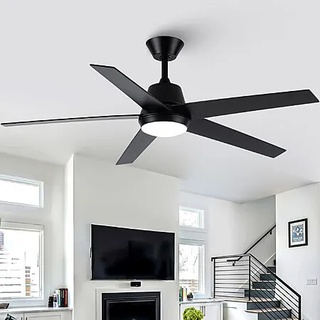 52" Vaczon 5-Blade Ceiling Fan w/ 18W LED Light (Black)