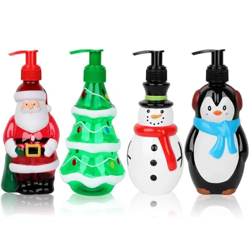 Simple Merry Christmas Refillable Hand Pumped Soap Dispenser 4-Pack