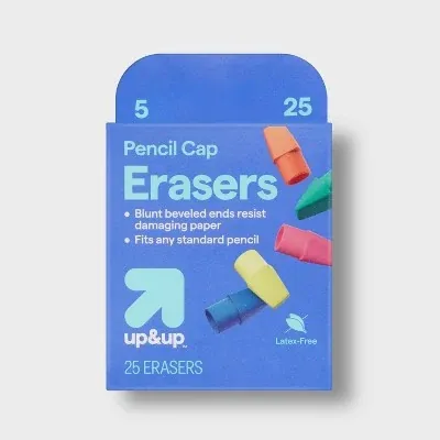 Pencil Cap Erasers 25 Count