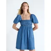 Free Assembly Women's and Women's Plus Puff Sleeve Peasant Mini Dress, Sizes XS to 4X