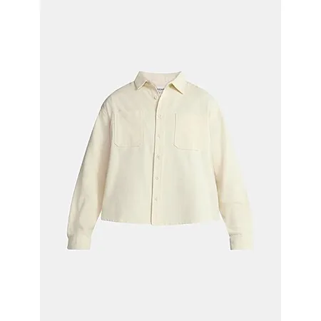 No Boundaries Men's Long Sleeve Twill Button-Up Shirt (White Sand, 2XL -5XL)