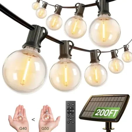 addlon 200' for Outside G50 Waterproof Solar String Lights