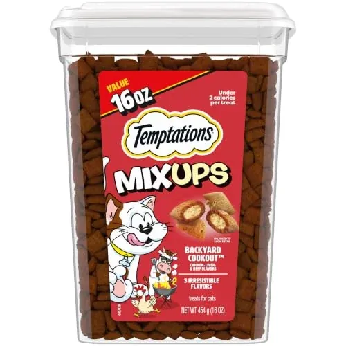 Temptations MixUps Crunchy and Soft Cat Treats, Cookout Flavor, 16 oz