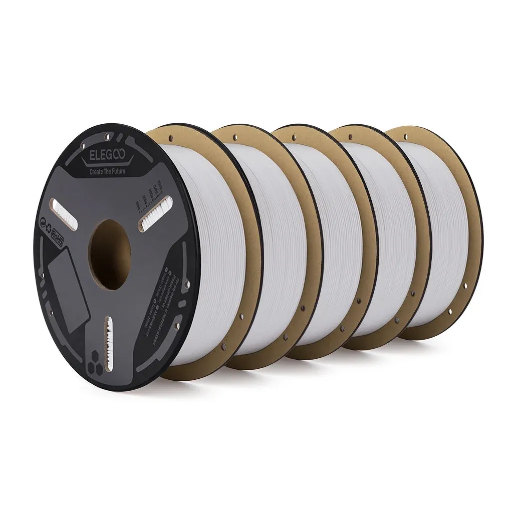 Elegoo PETG-GF 3D Printer Filament, 5-Pack 1KG Spools (Black, White or Grey)
