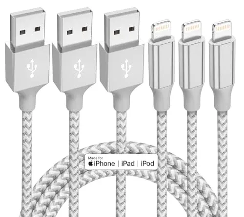 iPhone Charger 3-Pack 10ft MFi Certified Lightning Cable Fast Charging Cord