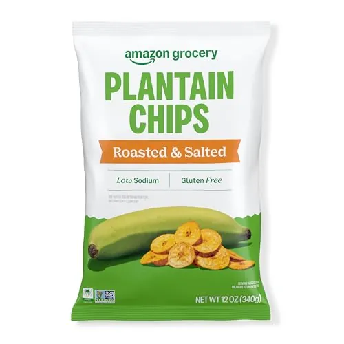 Amazon Grocery Roasted & Salted Plantain Chips, 12 Oz, 4-Pack