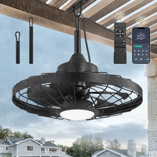 LEDIARY 20" Outdoor IP65 Waterproof Plug in Ceiling Fan with Lights