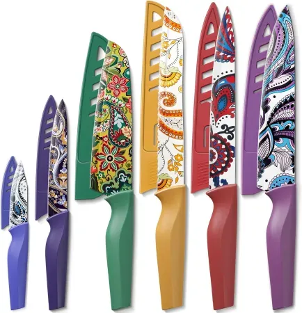 6-Piece Astercook Paisley Pattern Knife Set w/ Covers