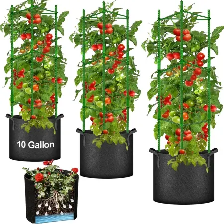 Moirsunt Tomato Cage Set w/ 10-Gallon Grow Bags