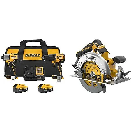 DeWALT 20V MAX Brushless Drill, Impact & Circular Saw Kit w/ 2x 5Ah Batteries