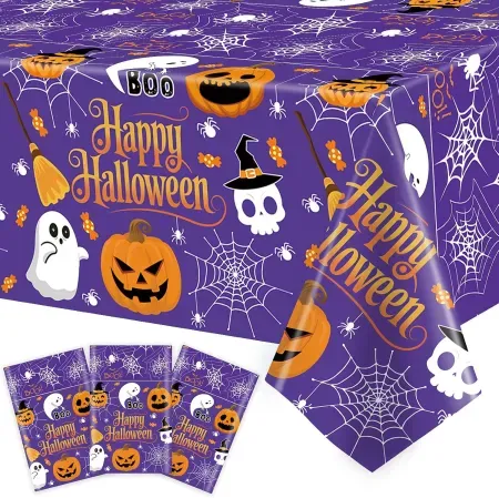 3-Pack Meiduo 54" x 108" Halloween Plastic Tablecloths