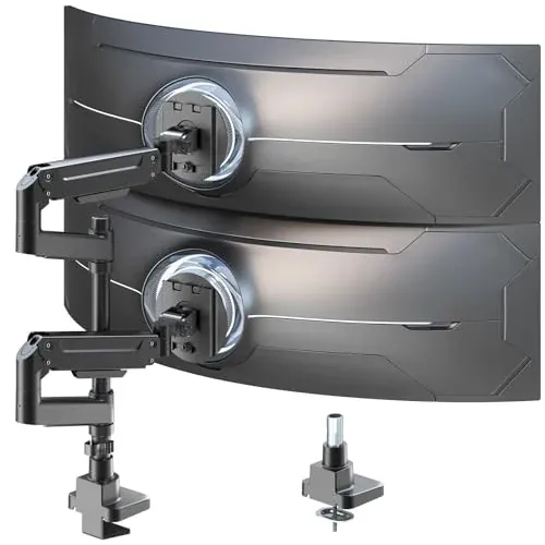 PUTORSEN Heavy-Duty Dual Monitor Arm for 17-49" Screens w/ Vertical Stack Gas Spring