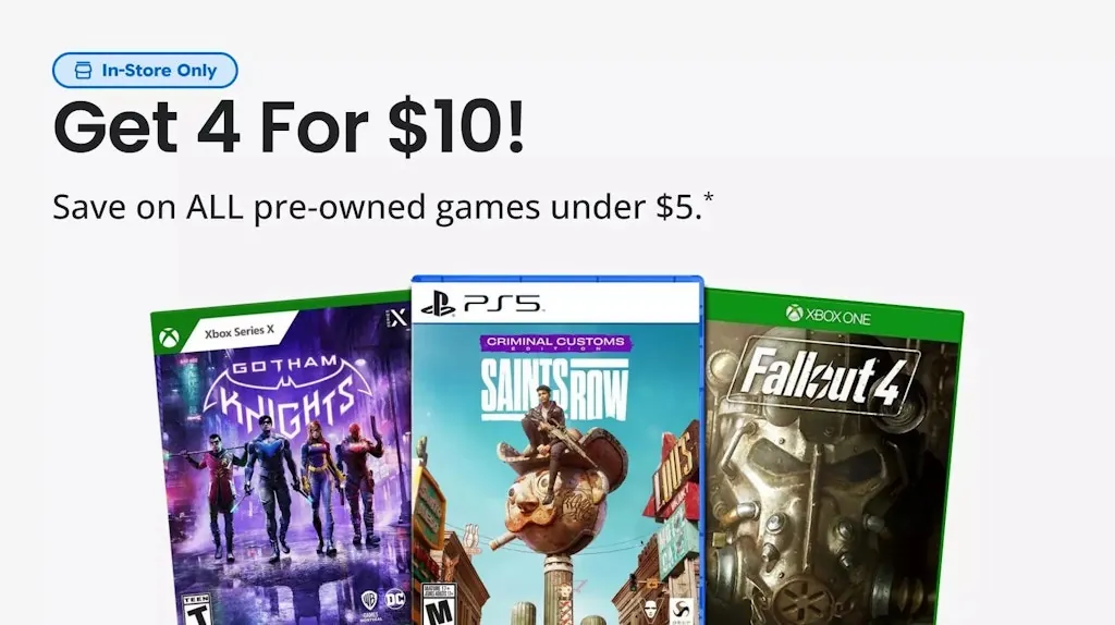 GameStop Pre-Owned Games for 4 titles