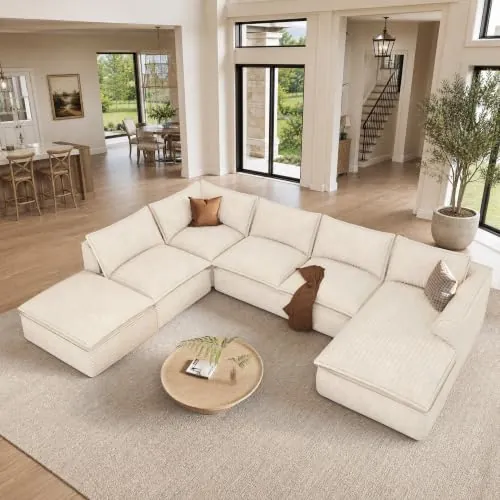 Boneless Sectional Modular Couch 142"