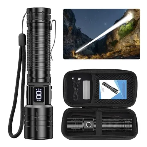 AdamStar LED Rechargeable Flashlight w/ Zoomable Beam, 3000mAh & USB-C Charging