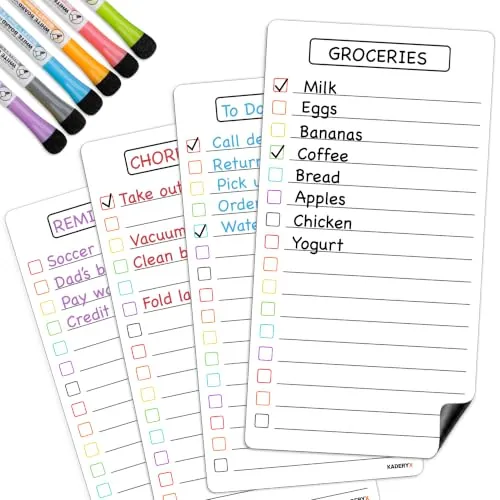 KADERYX 4-Pack Magnetic Dry Erase List Board Set