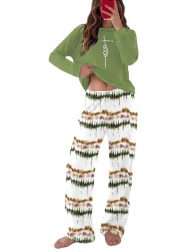 Ekouaer Womens Long Sleeve Soft Pajamas Set