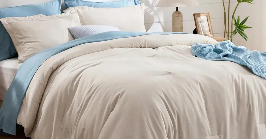 Bedsure Queen Comforter Set in Beige Melange