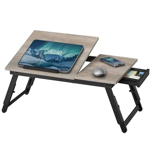 SONGMICS Bed Laptop Desk, Folding Bed Tray, Adjustable Angle and Height
