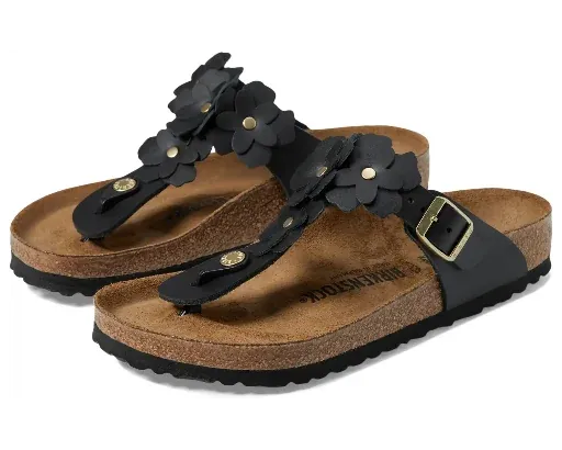 Birkenstock Women's Gizeh Flowers Sandals (Black)