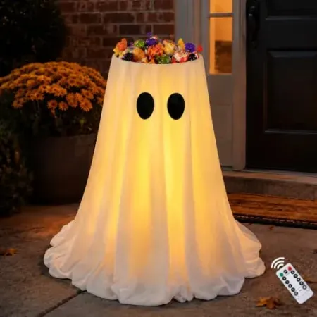 Elantris Lighted Halloween Ghost Candy Bowl