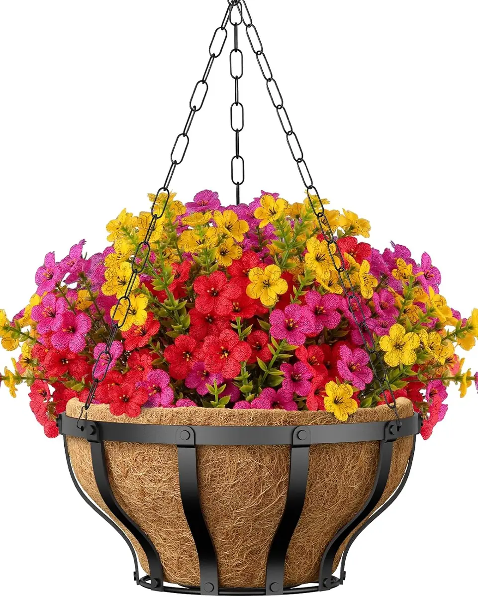 VOXOR Artificial Hanging Flowers w/ Basket