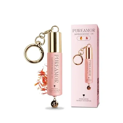 PureAmor Saffron Rouge Roll-On Keychain Perfume Oil, Alcohol Free, 30% Concentration, 6ml