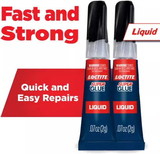 Loctite Super Glue Liquid Tube, 2 Tubes, Clear 0.07 oz