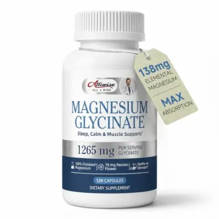 120 Count Alliwise Magnesium Glycinate 1265mg Magnesium Capsules