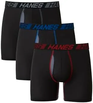 3-Pack Hanes Men's Total Support Pouch Boxer Briefs (Black)