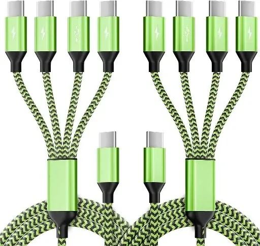Jogrytece 2-Count 5' 4-in-1 USB-C Charging Splitter Cables
