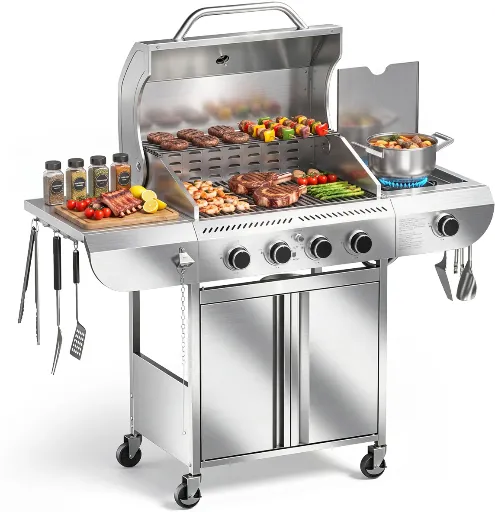 R.W.FLAME 4-Burner 34,000 BTU Stainless Steel Gas Grill