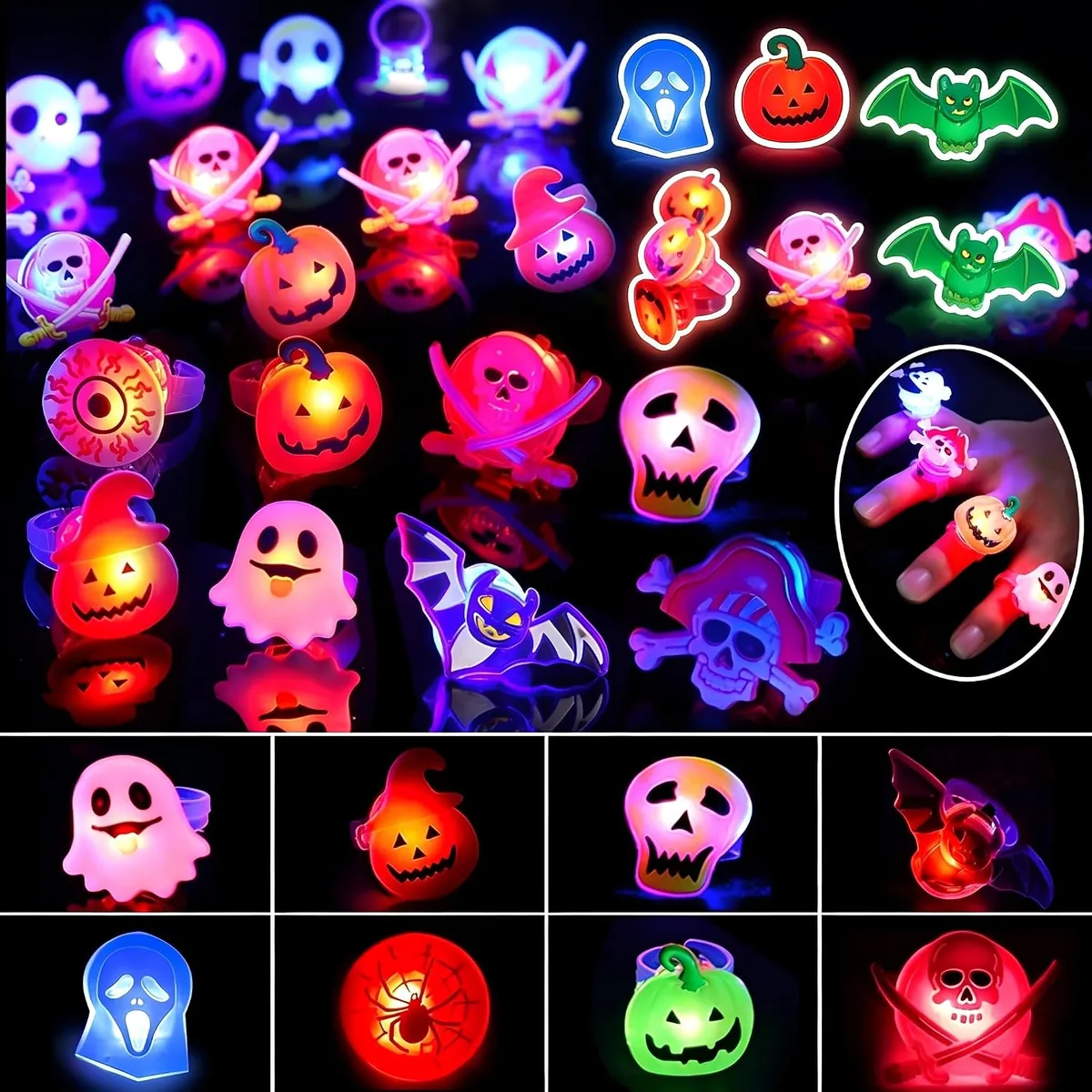 Halloween LED Rings 50-count