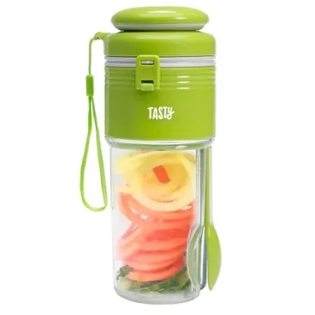 Tasty 2-in-1 Vegetable Spiralizer and Salad Container w/ Travel Fork