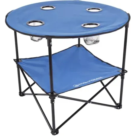 Wakeman 2-Tier Folding Camp Table w/ 4 Cupholders, Carry Bag